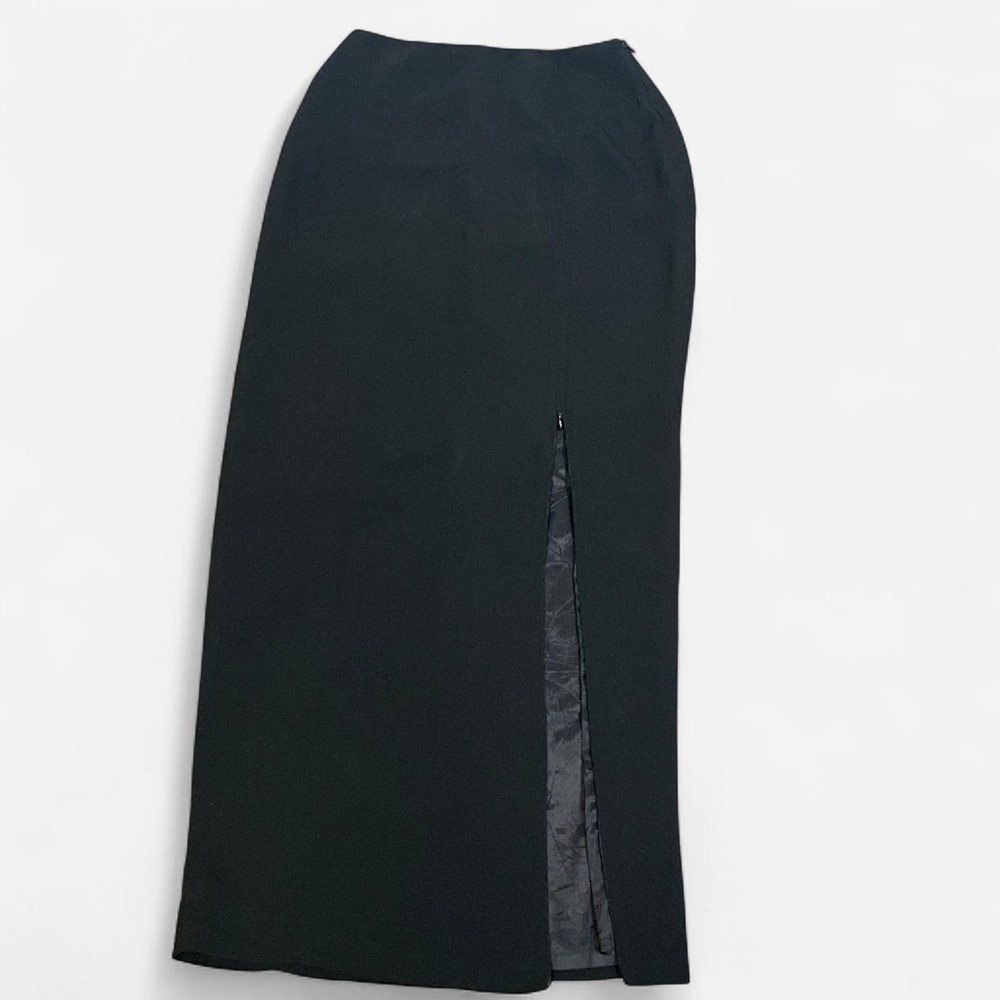 True vintage Cachè Black fitted maxi skirt with optional invisible zipper slit 2